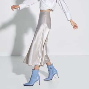 Zara Silver Silk Midi Skirt - Never Worn!!